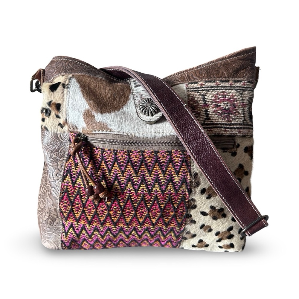 Myra Bag Patch work Peruvian brown shoulder bag (… - image 2